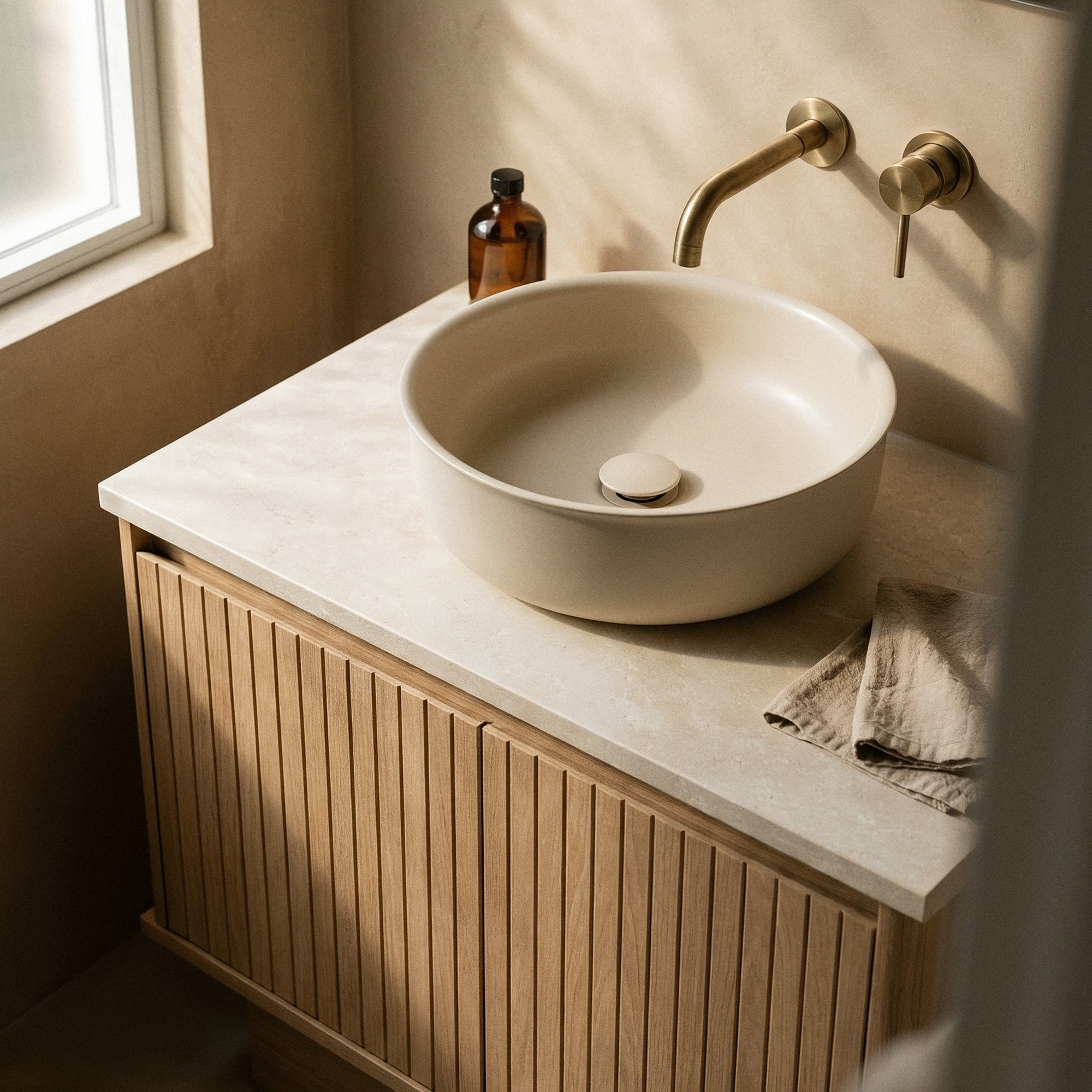 Ceramic Basin Pop-Up Waste, Matte Beige