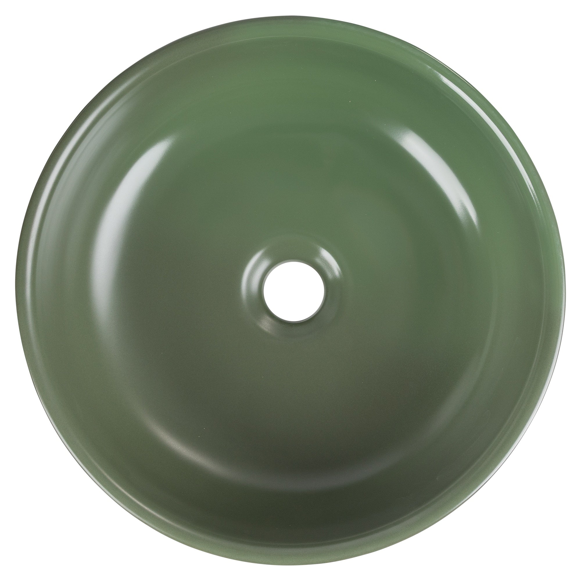 Classic 36cm Ceramic Round Counter Top Basin, Matte Olive Green