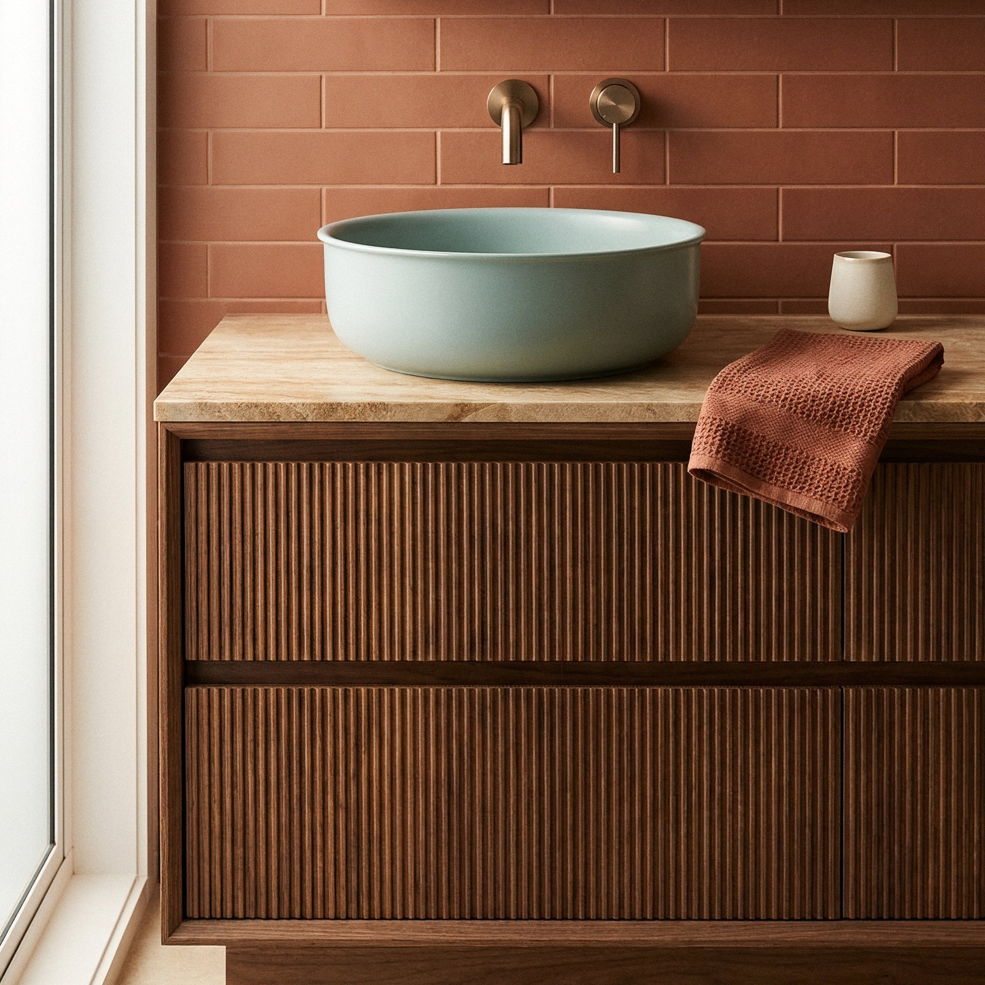 Classic 36cm Ceramic Round Counter Top Basin, Duckegg