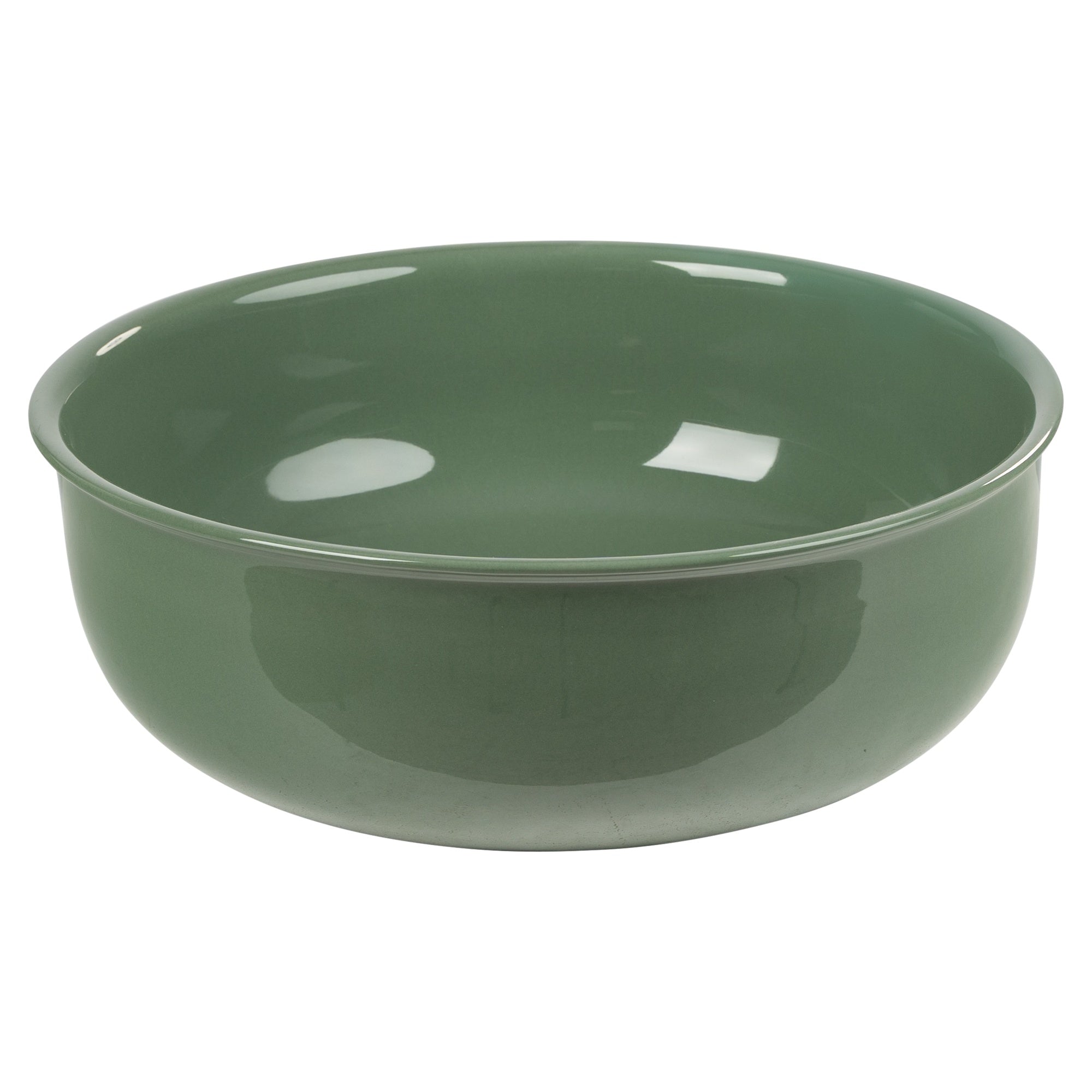 Classic 36cm Ceramic Round Counter Top Basin, Gloss Olive Green