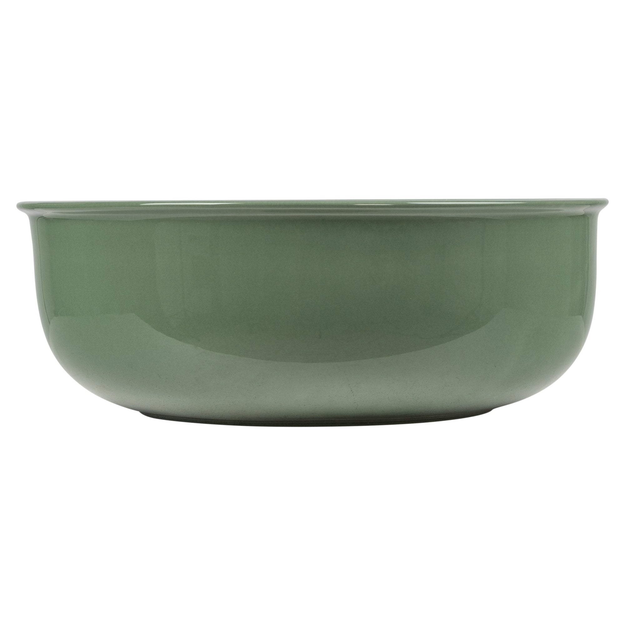 Classic 36cm Ceramic Round Counter Top Basin, Gloss Olive Green