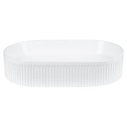 Ribbed 56cm Ceramic Pill Counter Top Basin, Gloss White