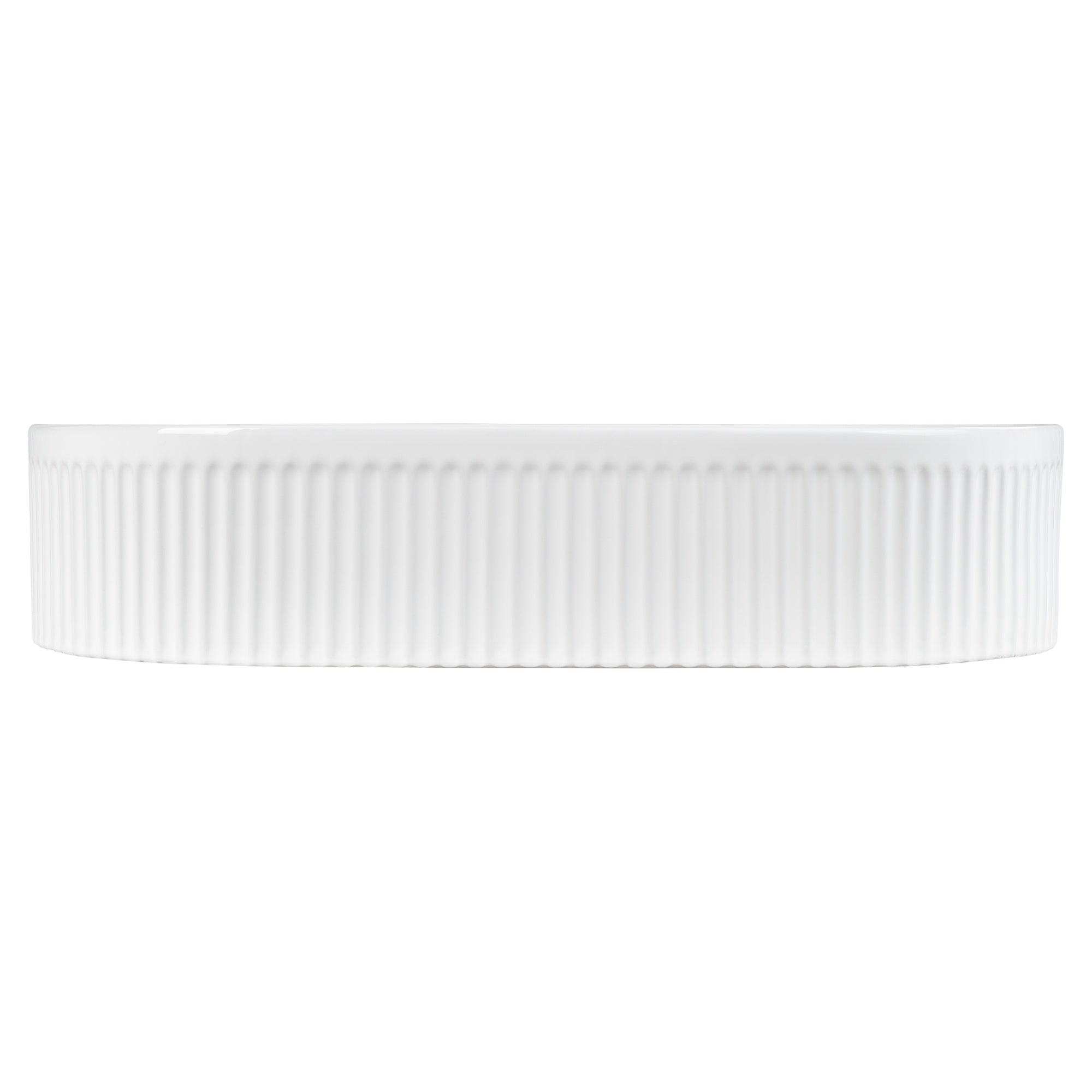 Ribbed 56cm Ceramic Pill Counter Top Basin, Gloss White