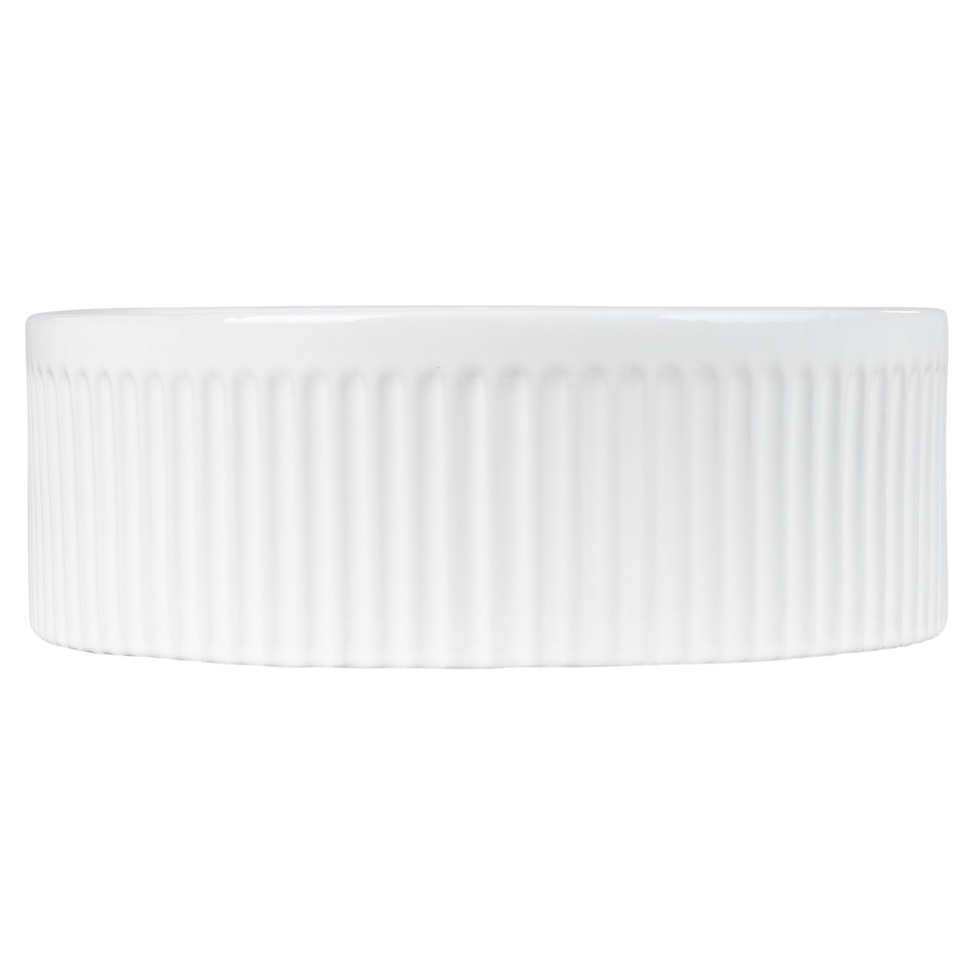 Ribbed 56cm Ceramic Pill Counter Top Basin, Gloss White