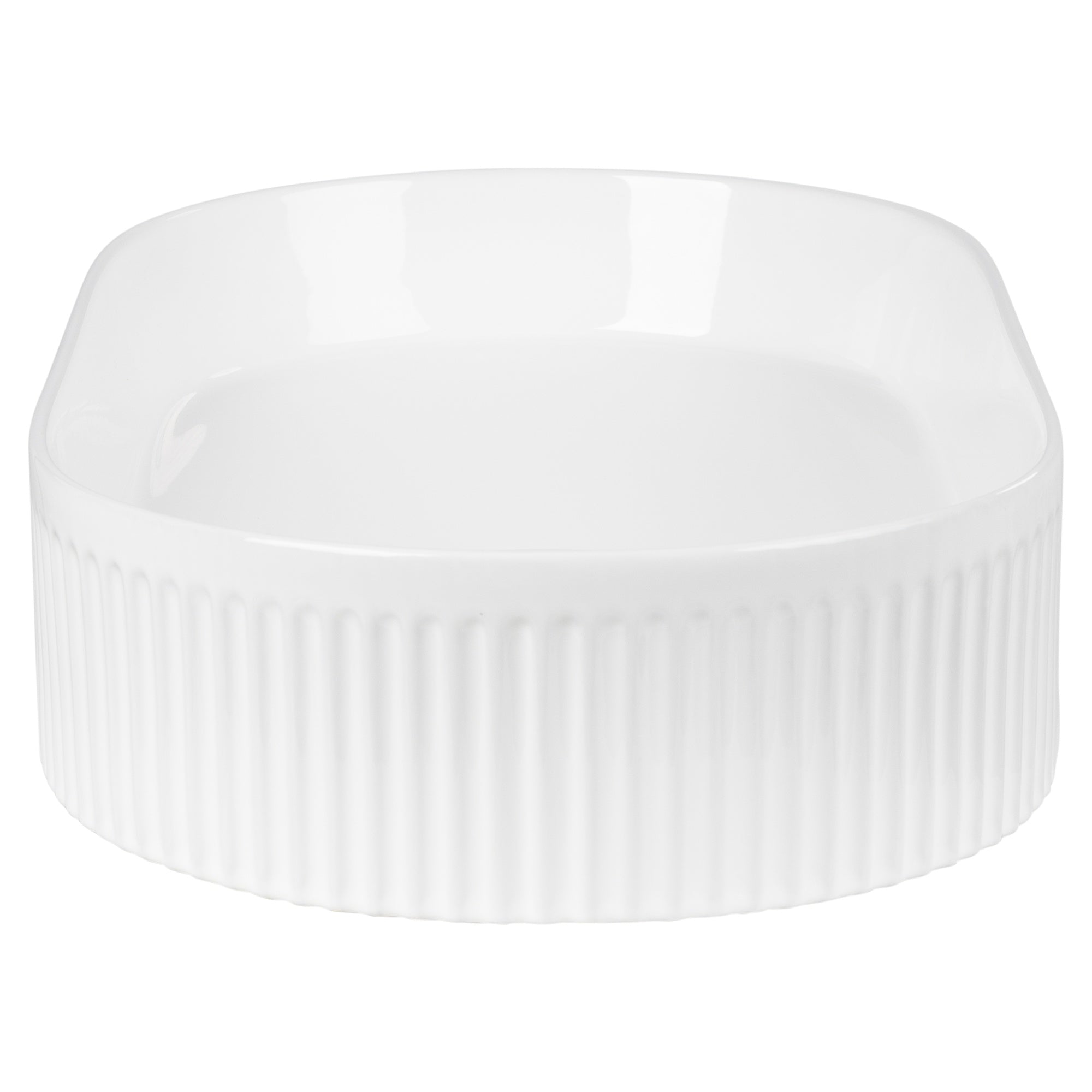 Ribbed 56cm Ceramic Pill Counter Top Basin, Gloss White