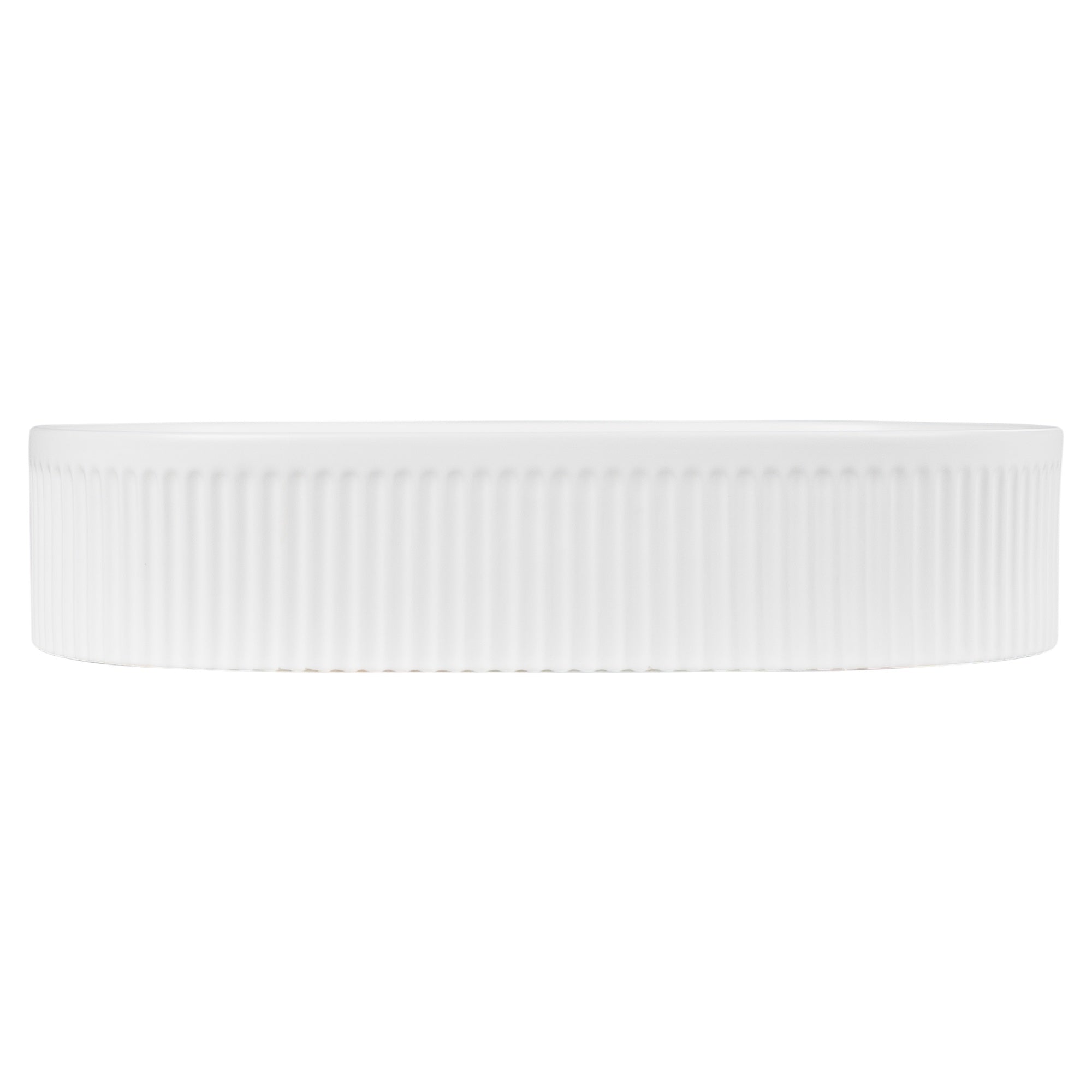 Ribbed 56cm Ceramic Pill Counter Top Basin, Matte White