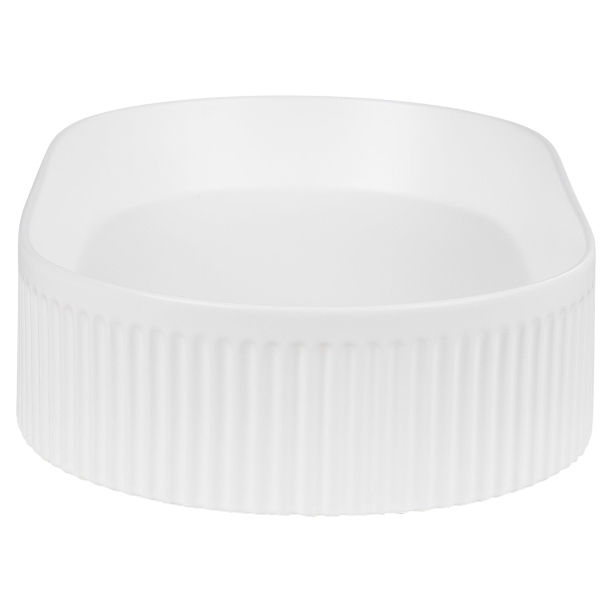 Ribbed 56cm Ceramic Pill Counter Top Basin, Matte White