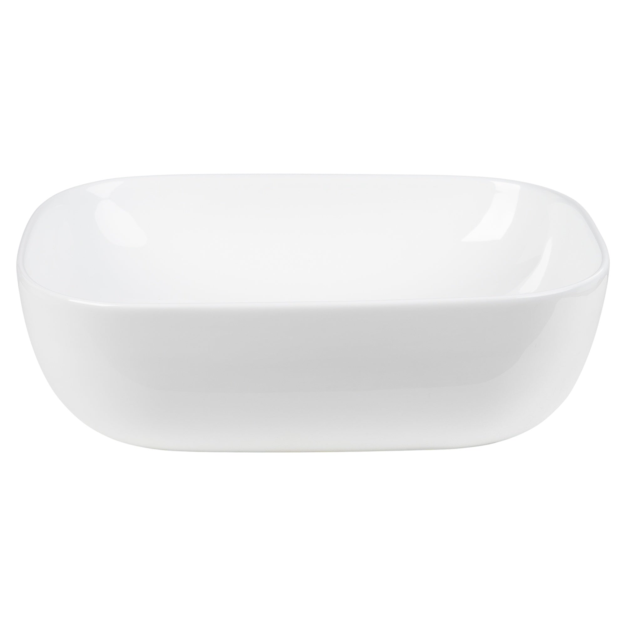 Soft Curve 46cm Ceramic Rectangular Counter Top Basin, Gloss White