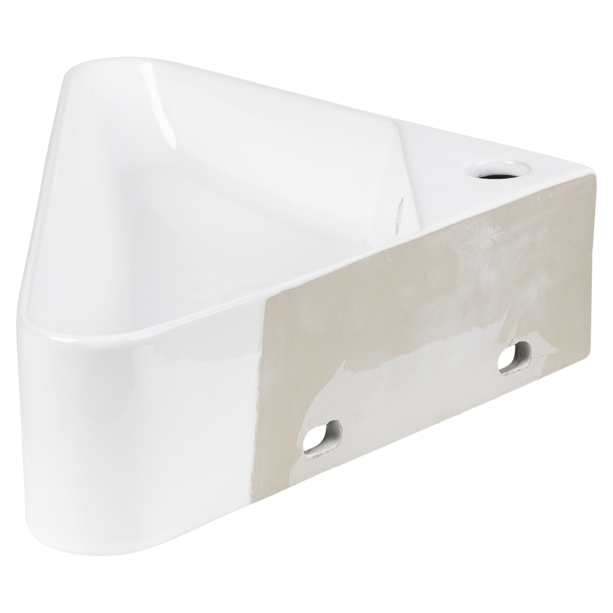 Ceramic Corner Wall Hung Basin, Gloss White