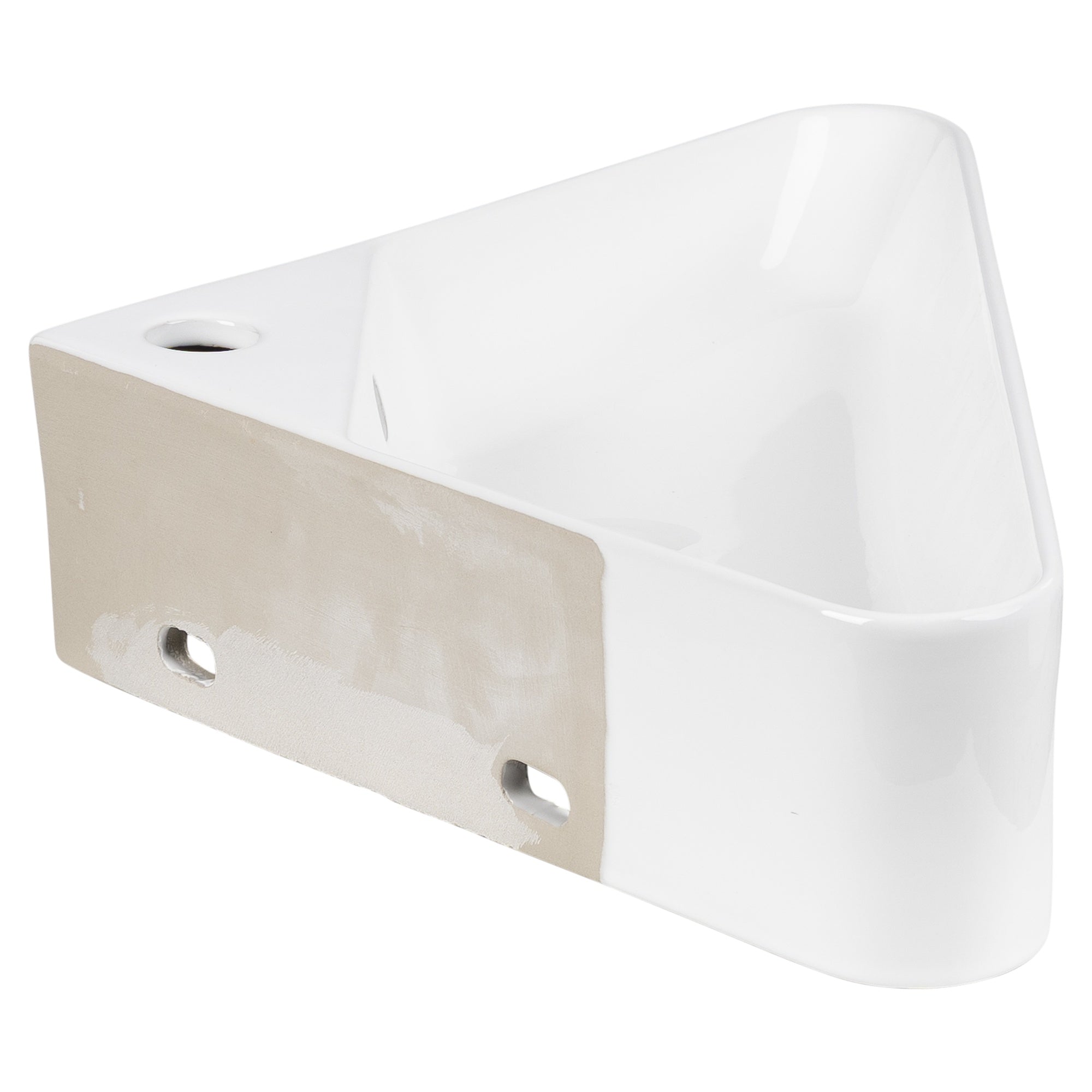 Ceramic Corner Wall Hung Basin, Gloss White