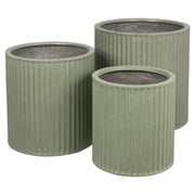 Olea 80cm Concrete Fluted Planter Set, Olive Green