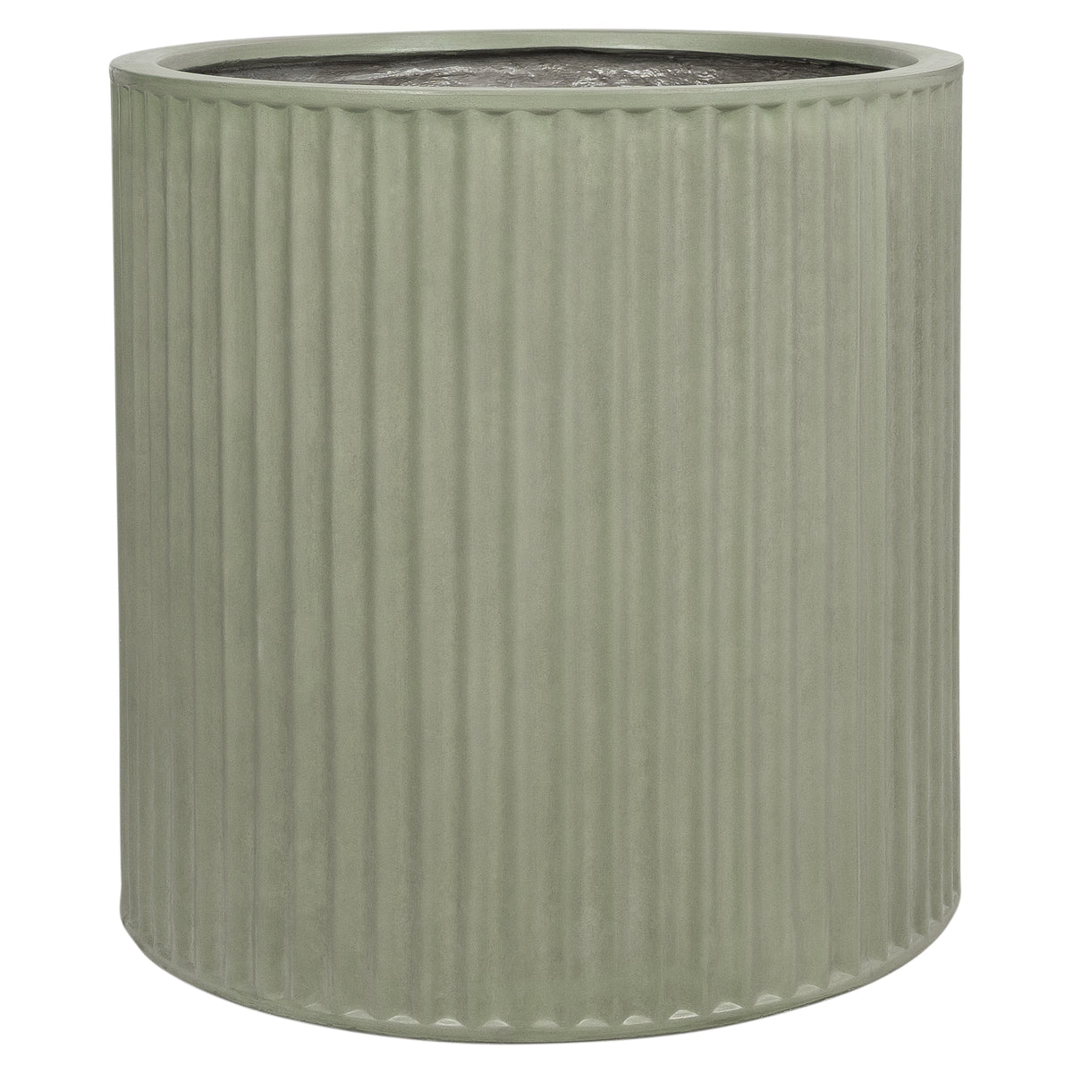 Olea 80cm Concrete Fluted Planter Set, Olive Green