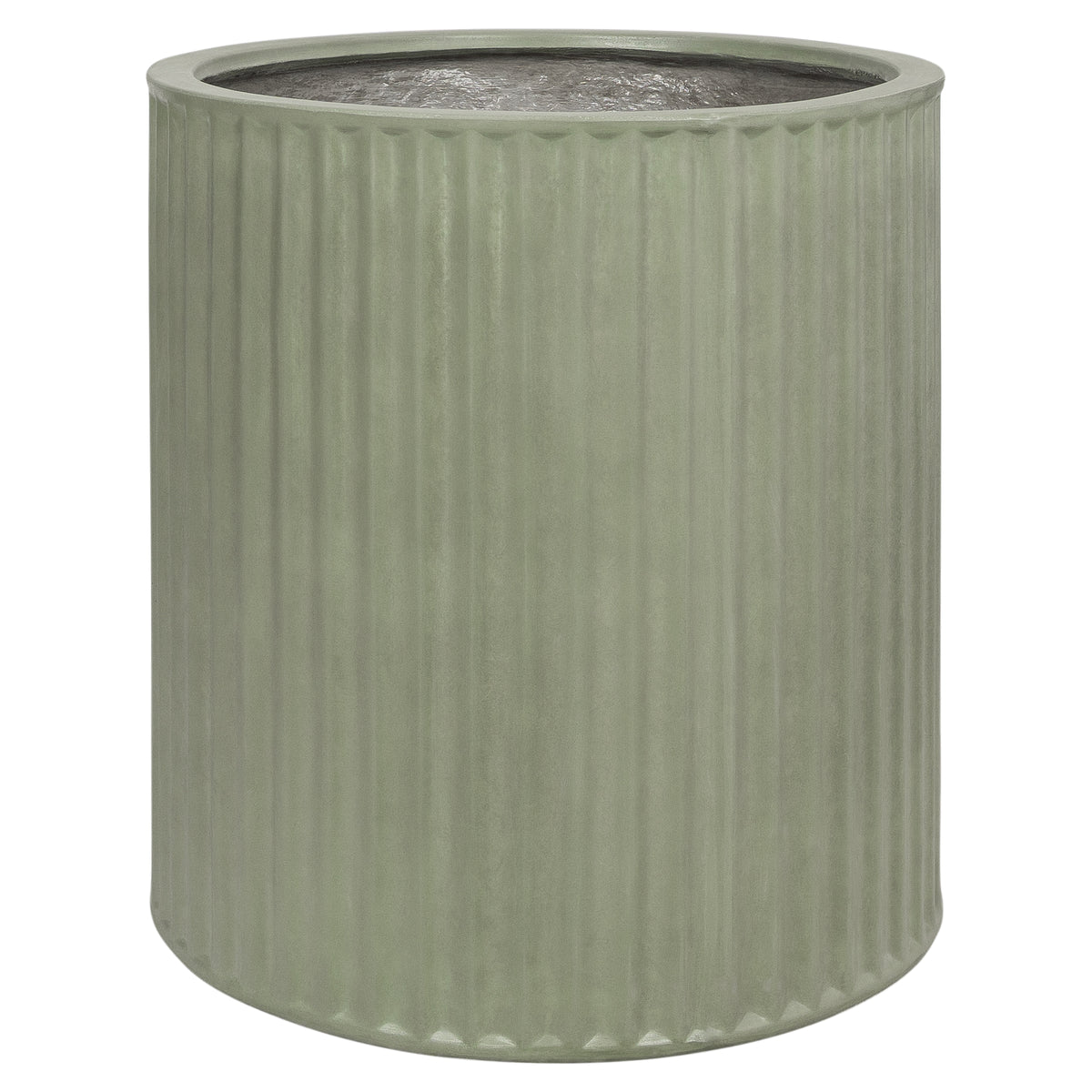 Olea 80cm Concrete Fluted Planter Set, Olive Green