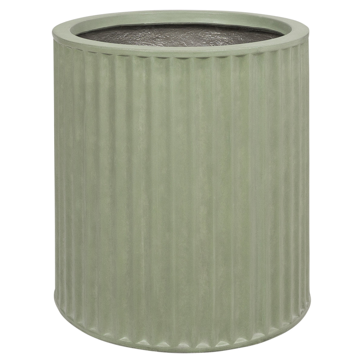 Olea 80cm Concrete Fluted Planter Set, Olive Green