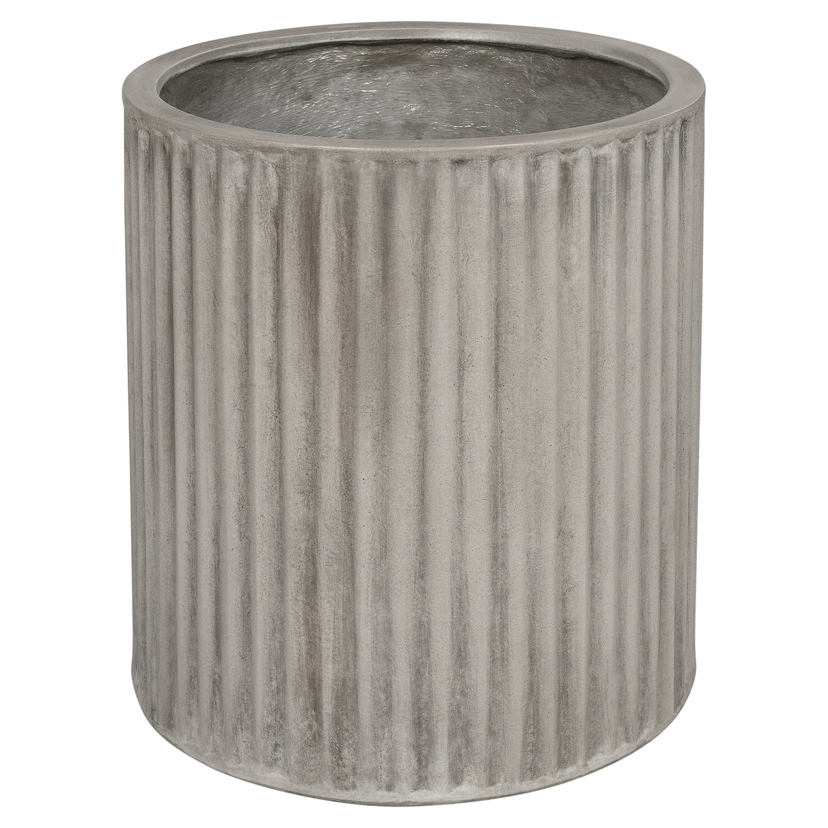 Olea 80cm Concrete Fluted Planter Set, Weathered Cement