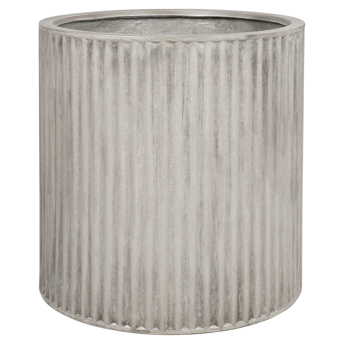 Olea 80cm Concrete Fluted Planter Set, Weathered Cement