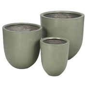 Velia 67cm Concrete Round Planter Set, Olive Green
