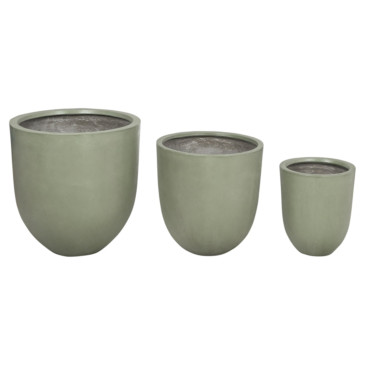 Velia 67cm Concrete Round Planter Set, Olive Green