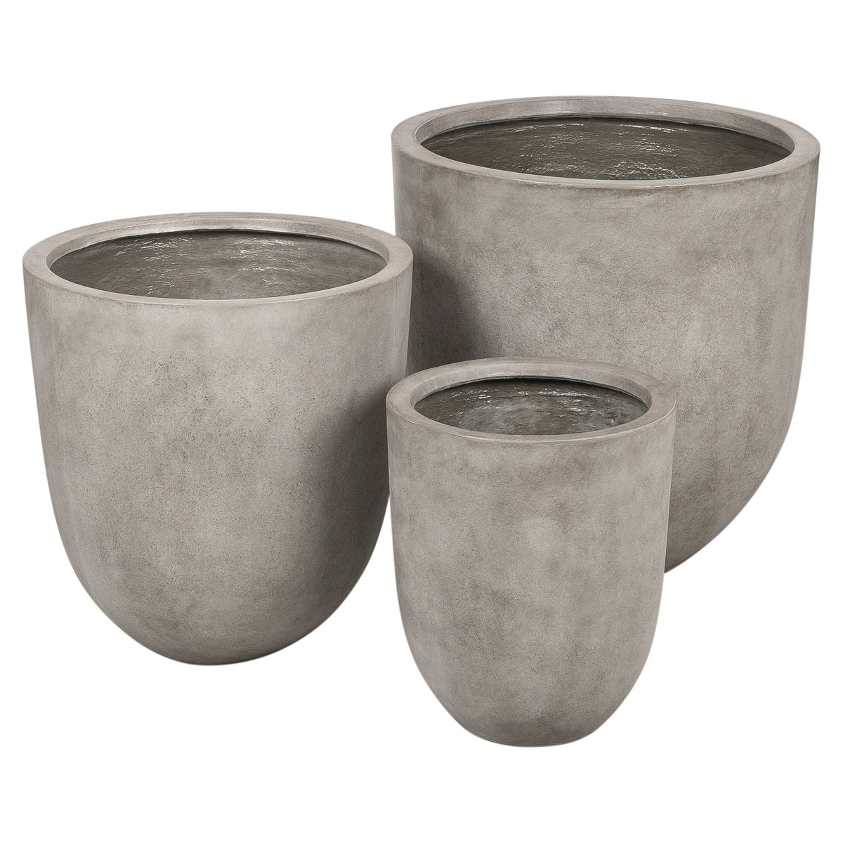 Velia 67cm Concrete Round Planter Set, Weathered Cement