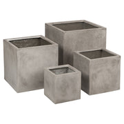 Vela 60cm Concrete Square Planter Set, Weathered Cement