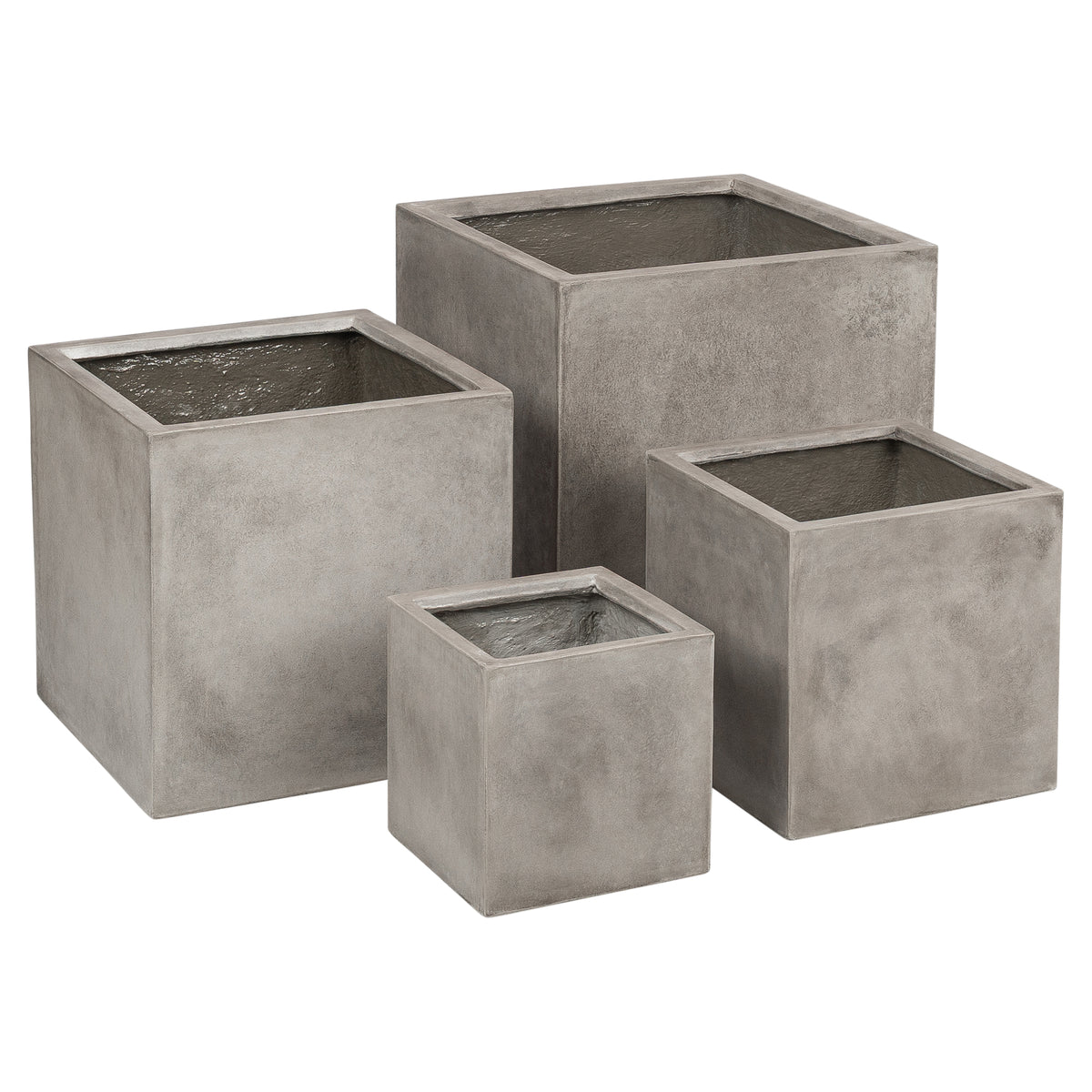 Vela 60cm Concrete Square Planter Set, Weathered Cement