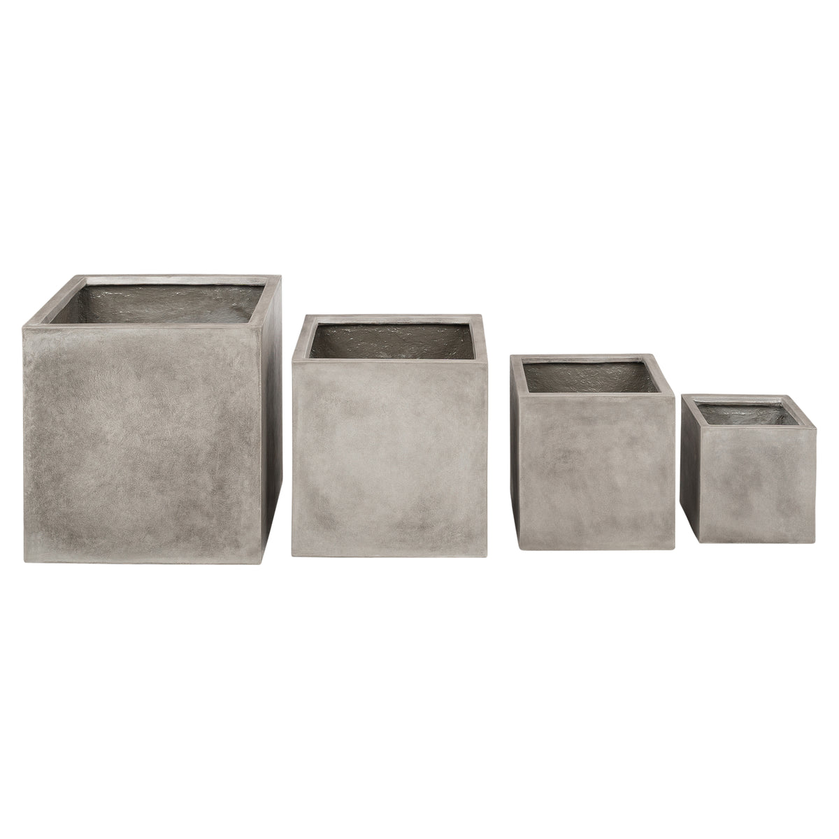 Vela 60cm Concrete Square Planter Set, Weathered Cement