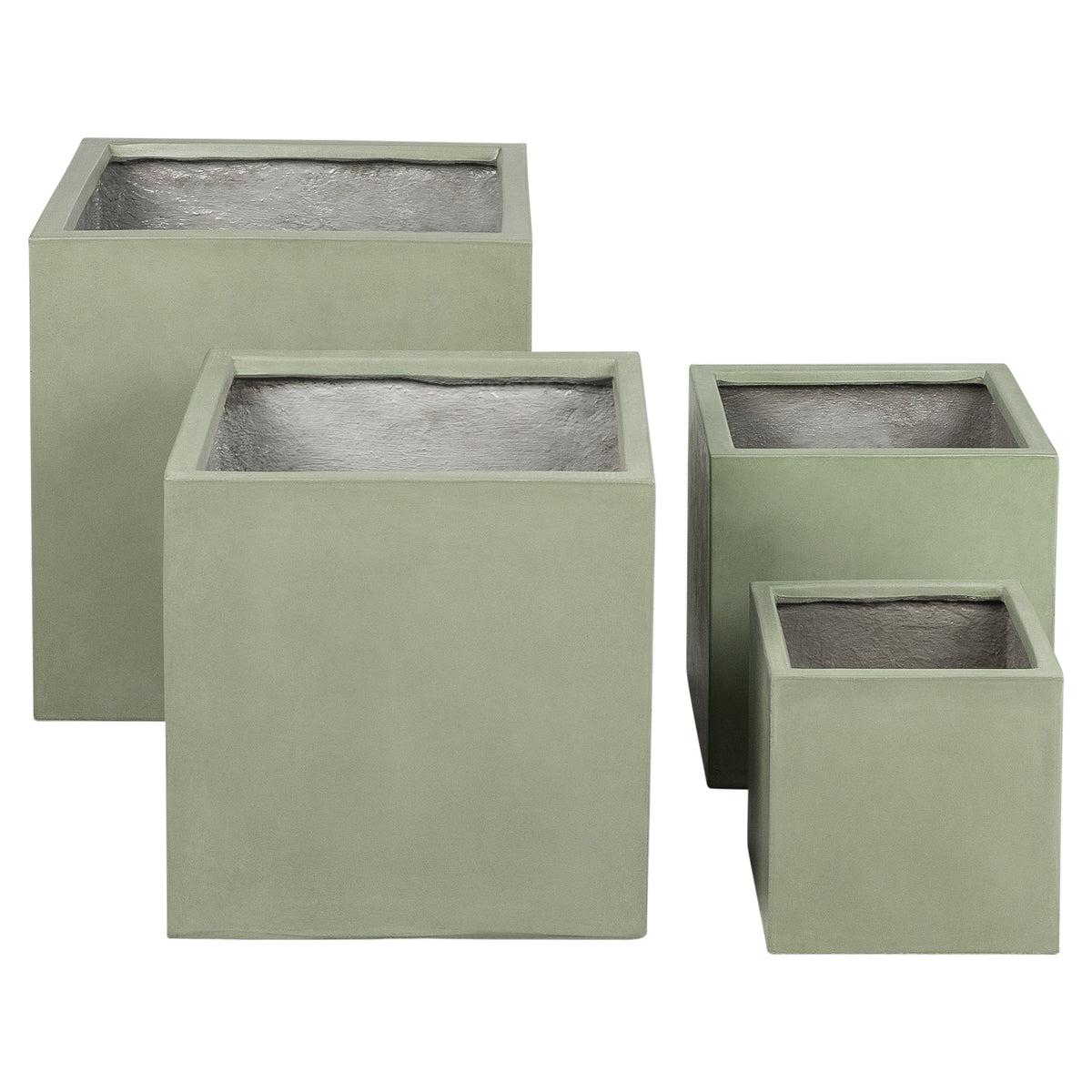 Vela 60cm Concrete Square Planter Set, Olive Green