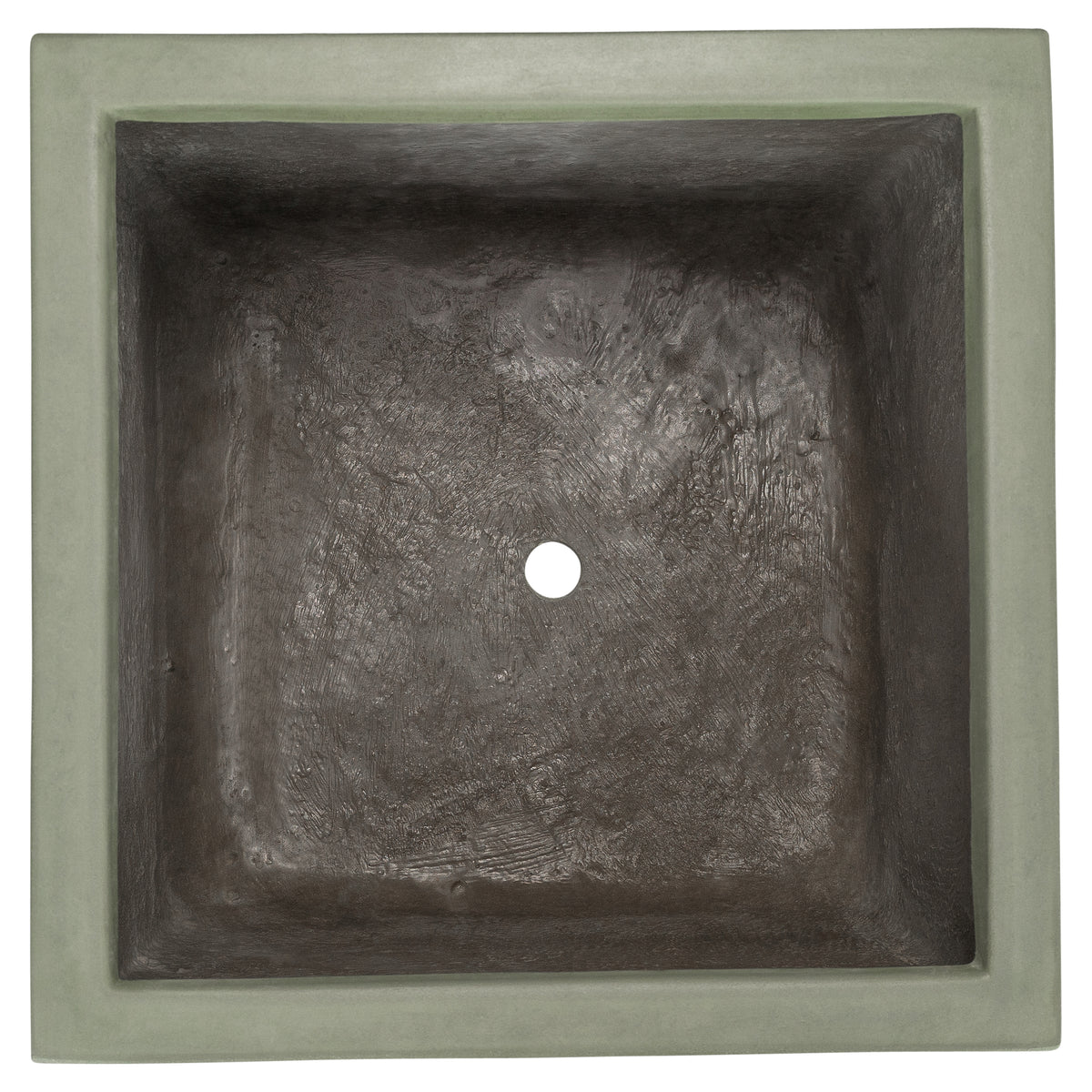 Vela 60cm Concrete Square Planter Set, Olive Green