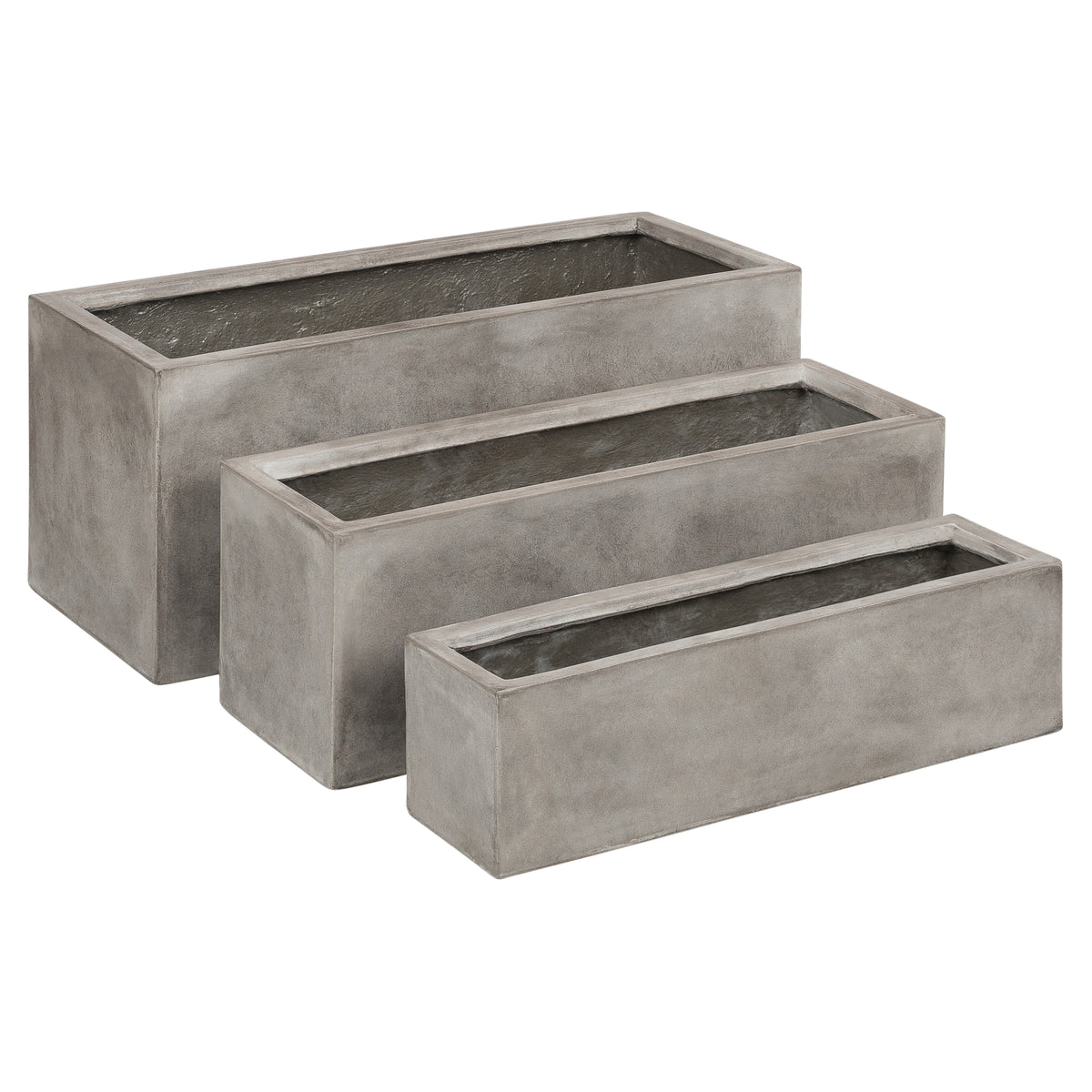 Caldera 100cm Concrete Trough Planter Set, Weathered Cement