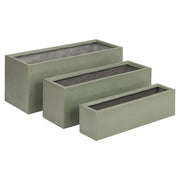Caldera 100cm Concrete Trough Planter Set, Olive Green