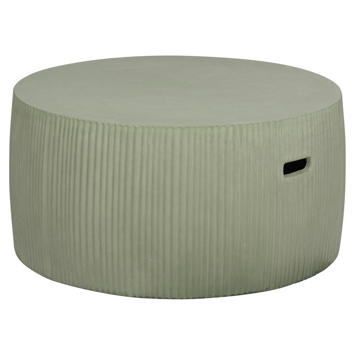 Olea 90cm Concrete Drum Coffee Table, Olive Green
