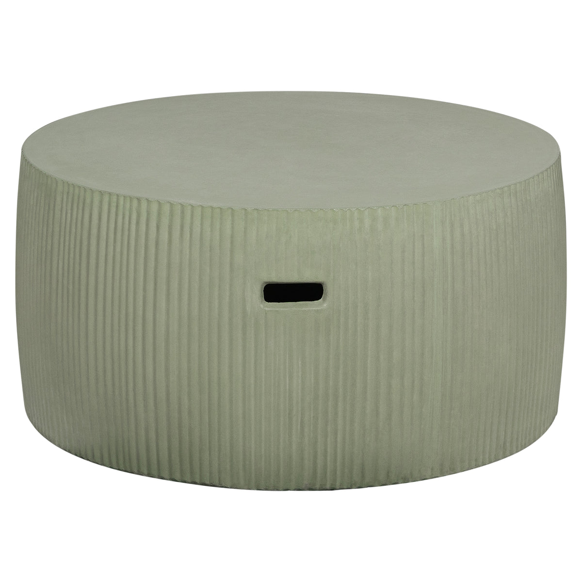 Olea 90cm Concrete Drum Coffee Table, Olive Green