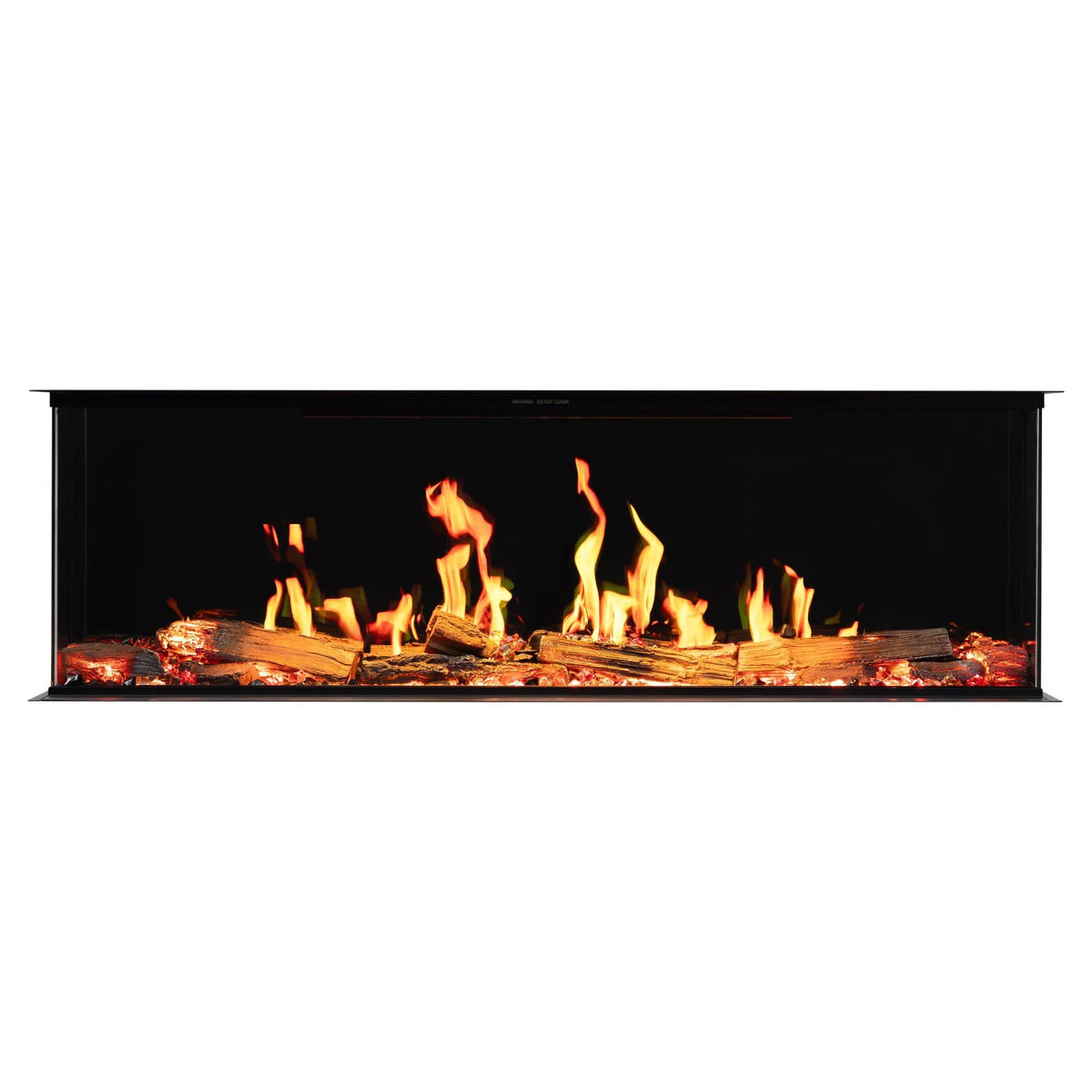 Eldfell Small 3-Sided Electric Panoramic Fireplace, Black