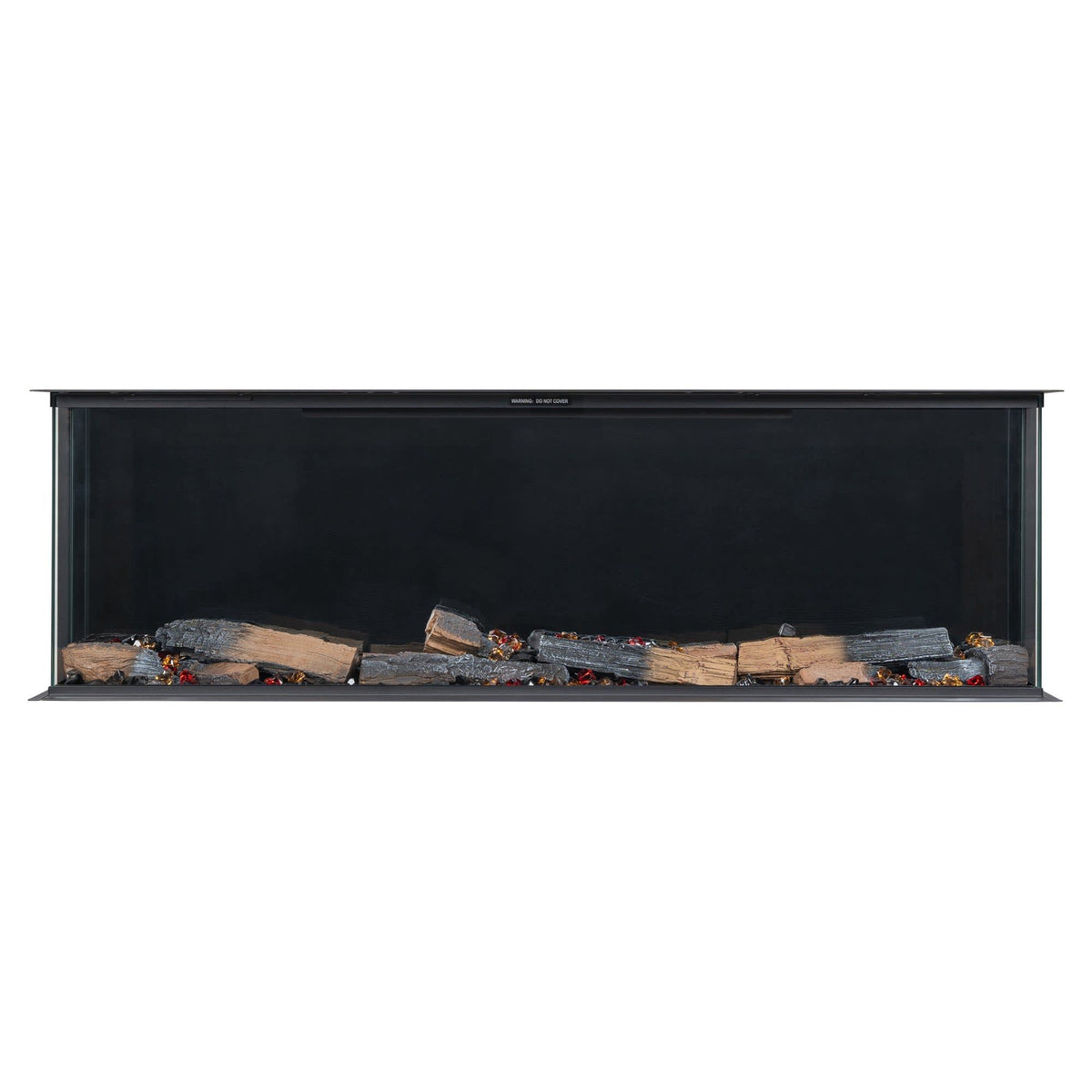 Eldfell Small 3-Sided Electric Panoramic Fireplace, Black