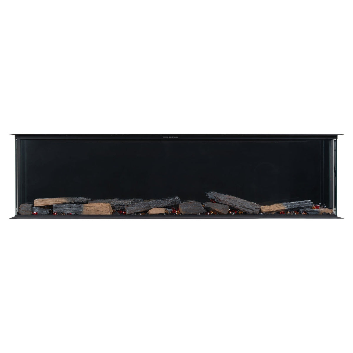 Eldfell Medium 3-Sided Electric Panoramic Fireplace, Black