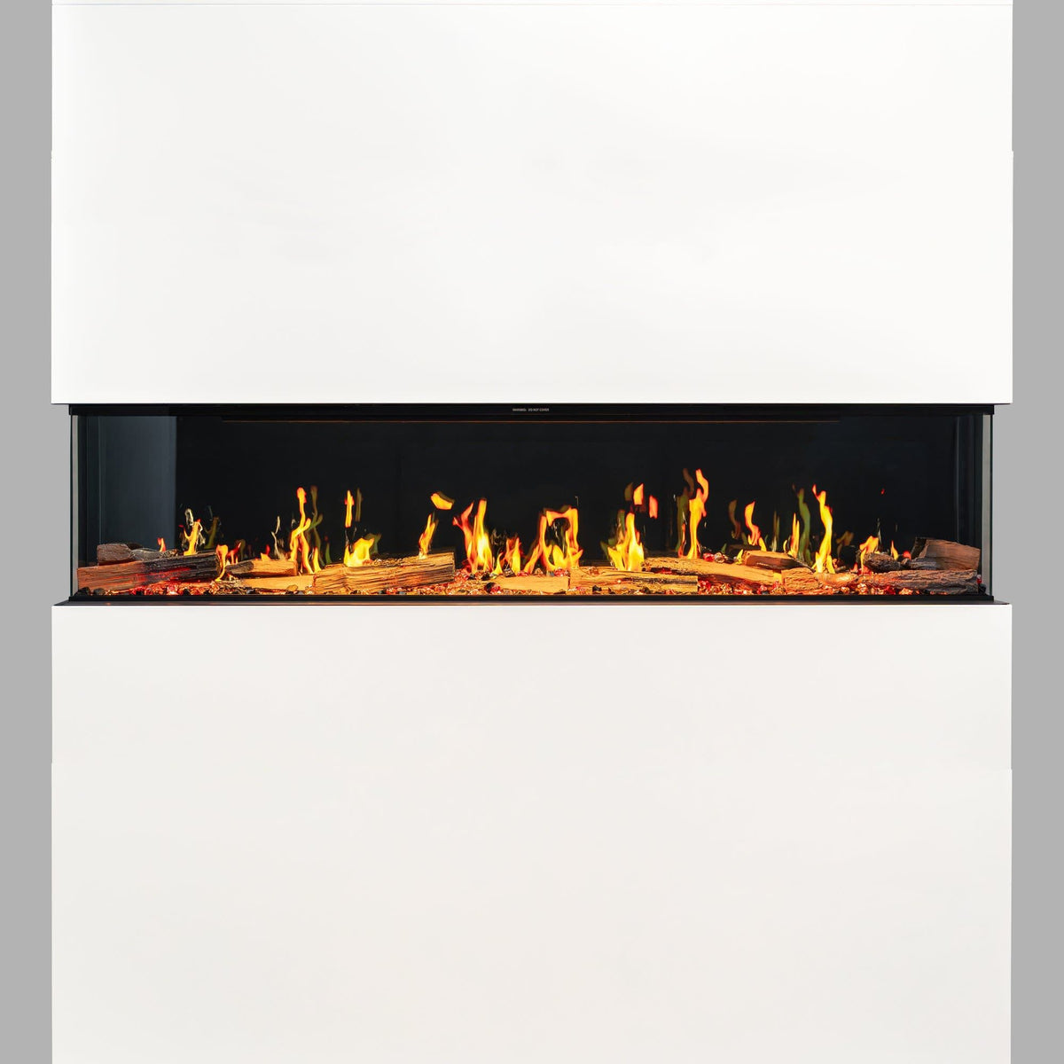 Eldfell Large 3-Sided Electric Panoramic Fireplace, Black