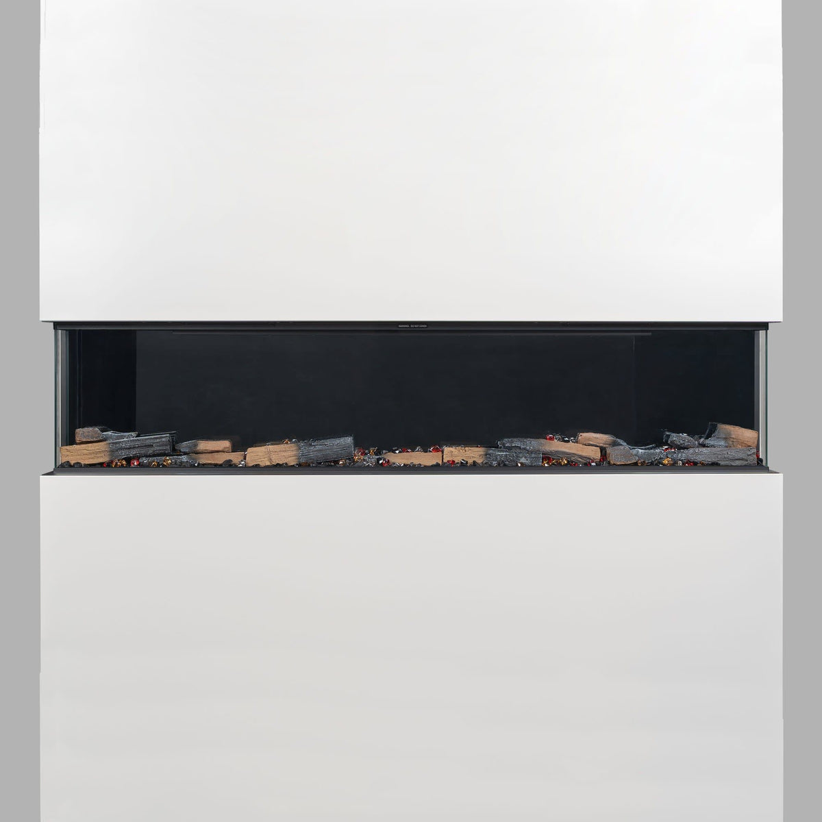 Eldfell Large 3-Sided Electric Panoramic Fireplace, Black