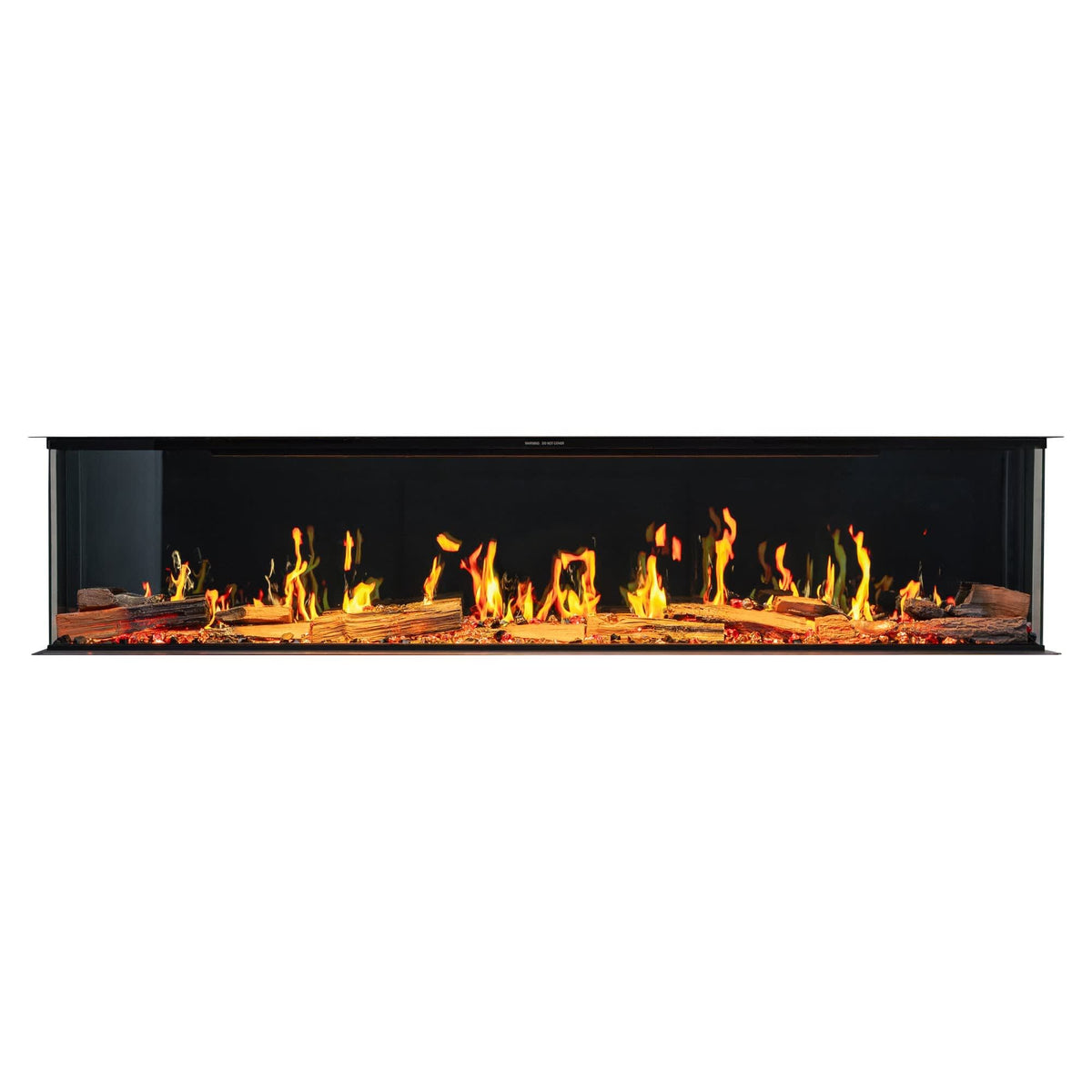 Eldfell Large 3-Sided Electric Panoramic Fireplace, Black