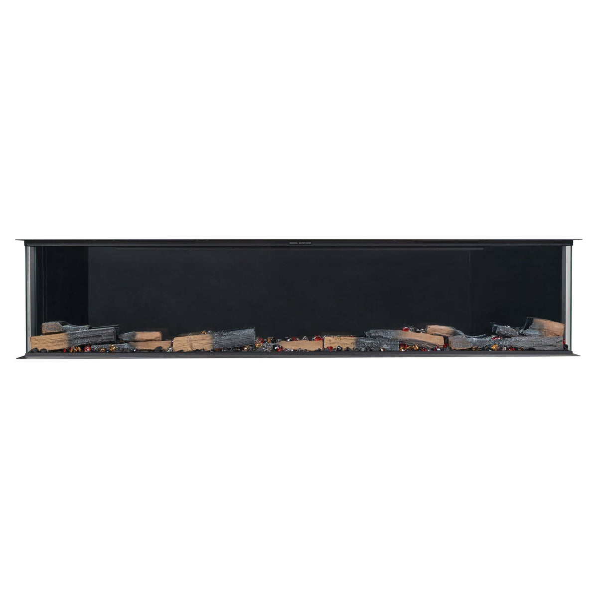 Eldfell Large 3-Sided Electric Panoramic Fireplace, Black
