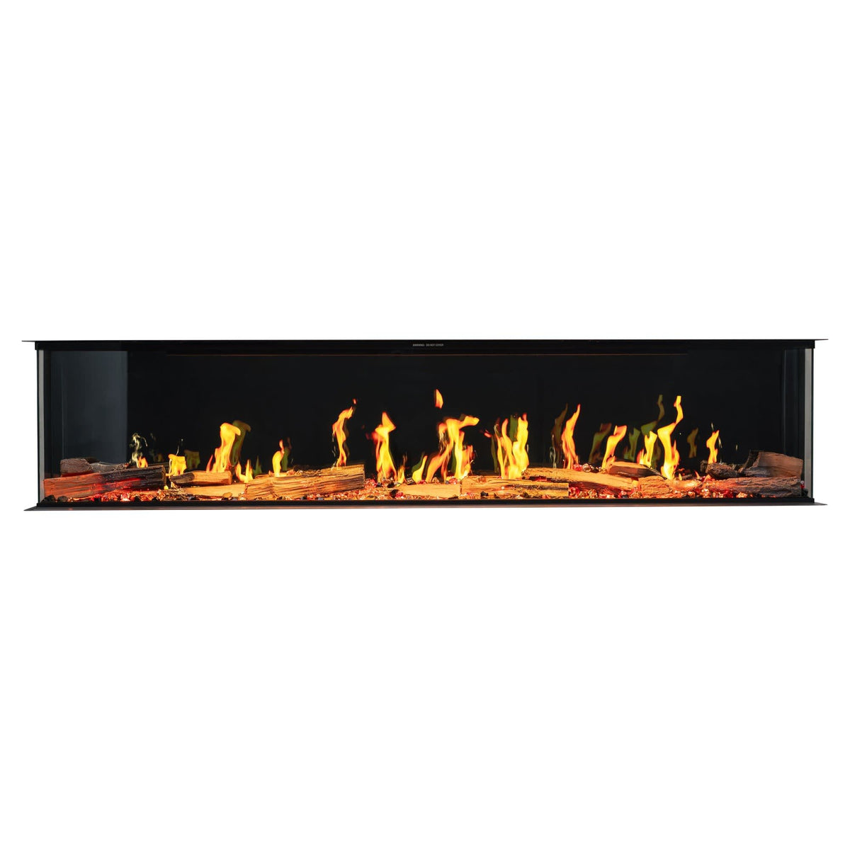 Eldfell Large 3-Sided Electric Panoramic Fireplace, Black