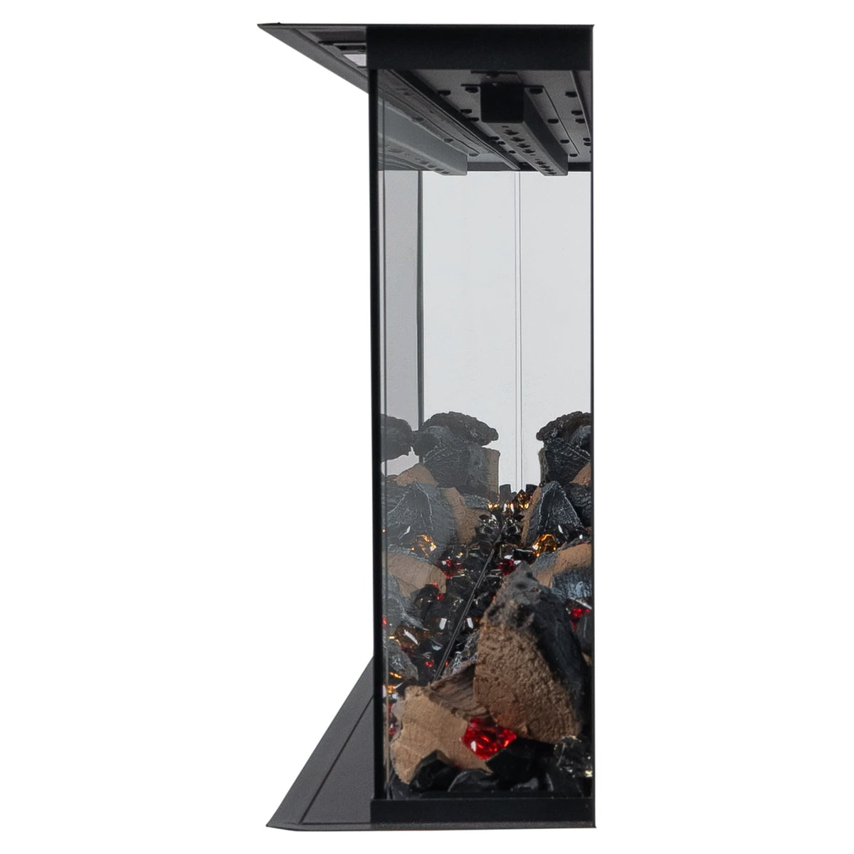 Eldfell Large 3-Sided Electric Panoramic Fireplace, Black