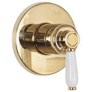 Eleanor Wall Mixer Gold PVD White Ceramic Handle