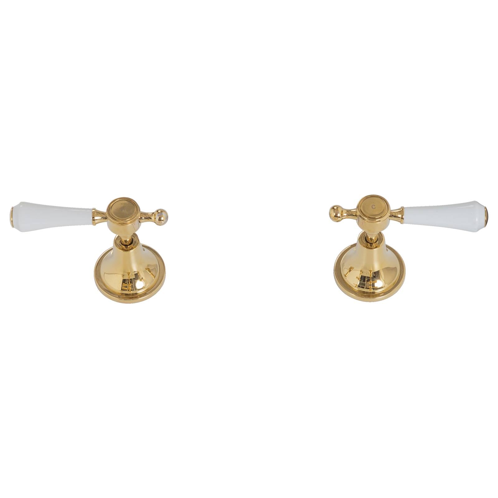 Lillian Lever Wall Stops, White Handle Gold PVD