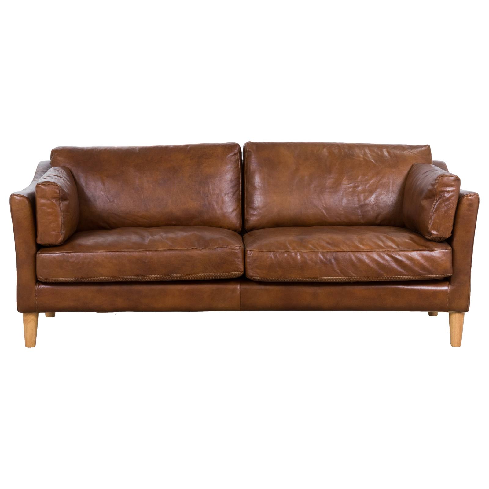 Nordic 3 Seater Leather Sofa, Sienna Brown