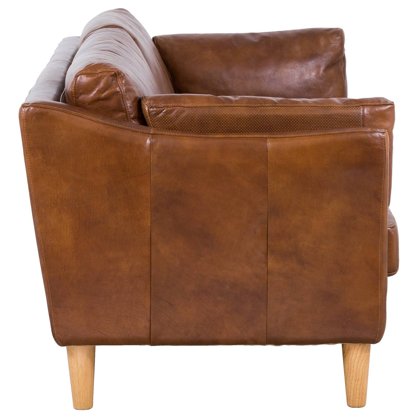 Nordic 3 Seater Leather Sofa, Sienna Brown