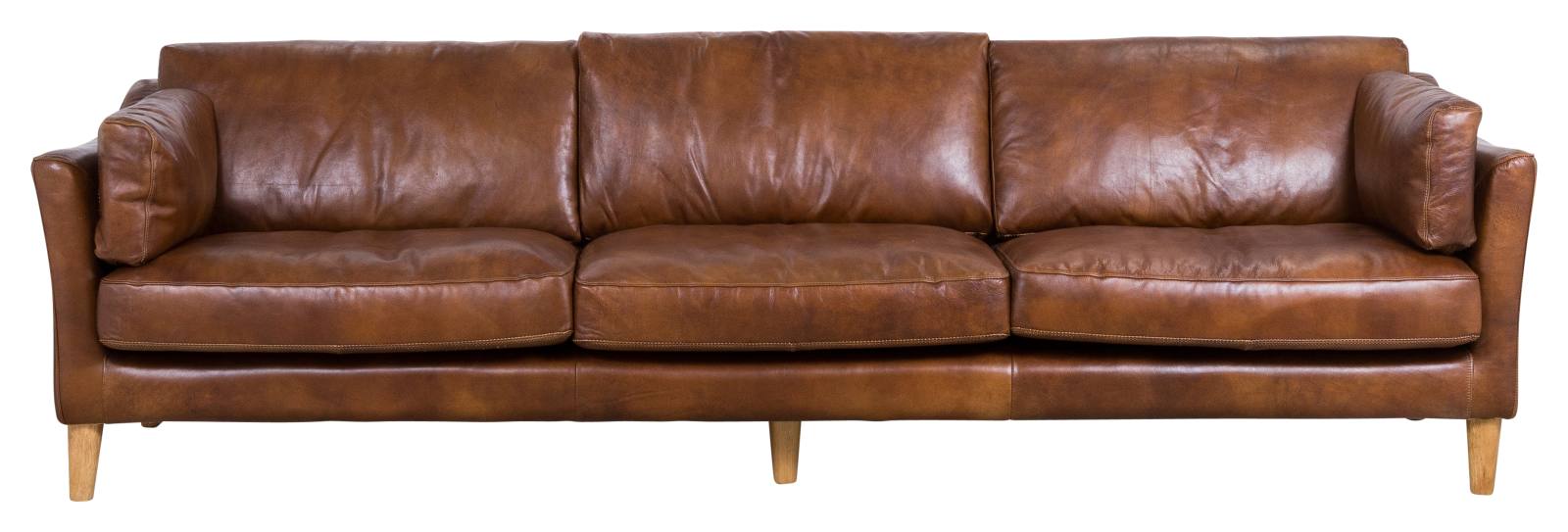 Nordic 4 Seater Leather Sofa, Sienna Brown