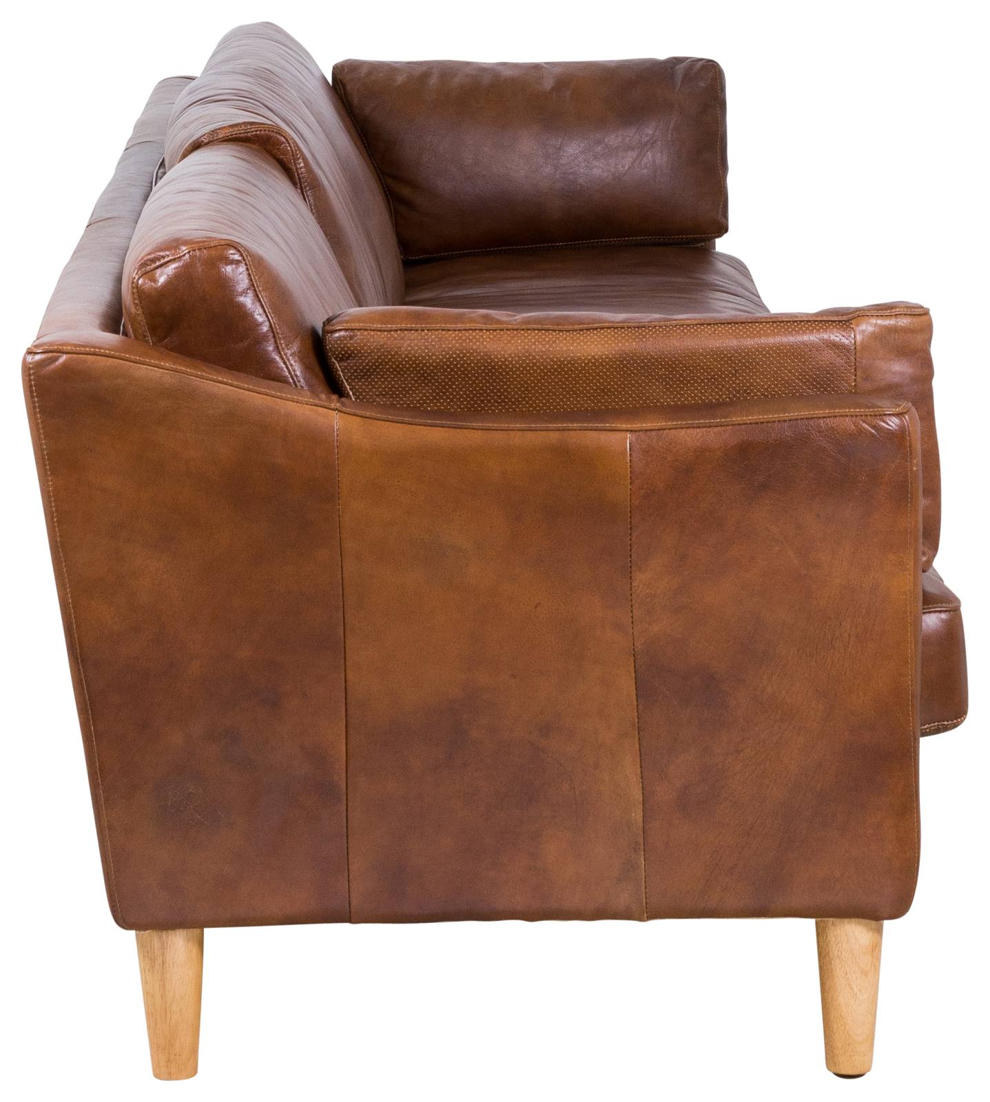 Nordic 4 Seater Leather Sofa, Sienna Brown