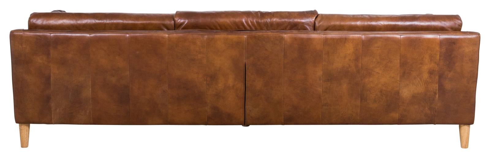 Nordic 4 Seater Leather Sofa, Sienna Brown