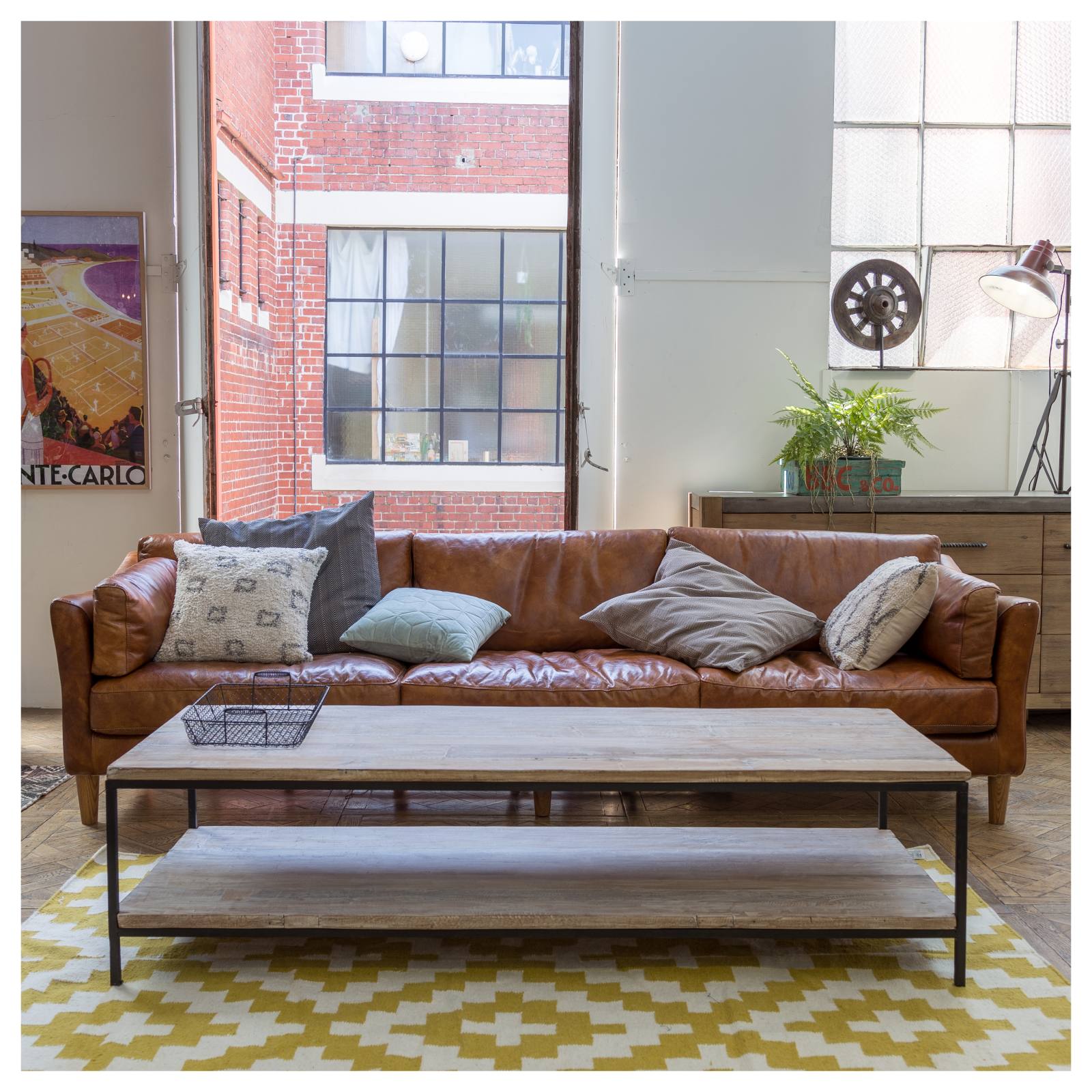 Nordic 4 Seater Leather Sofa, Sienna Brown