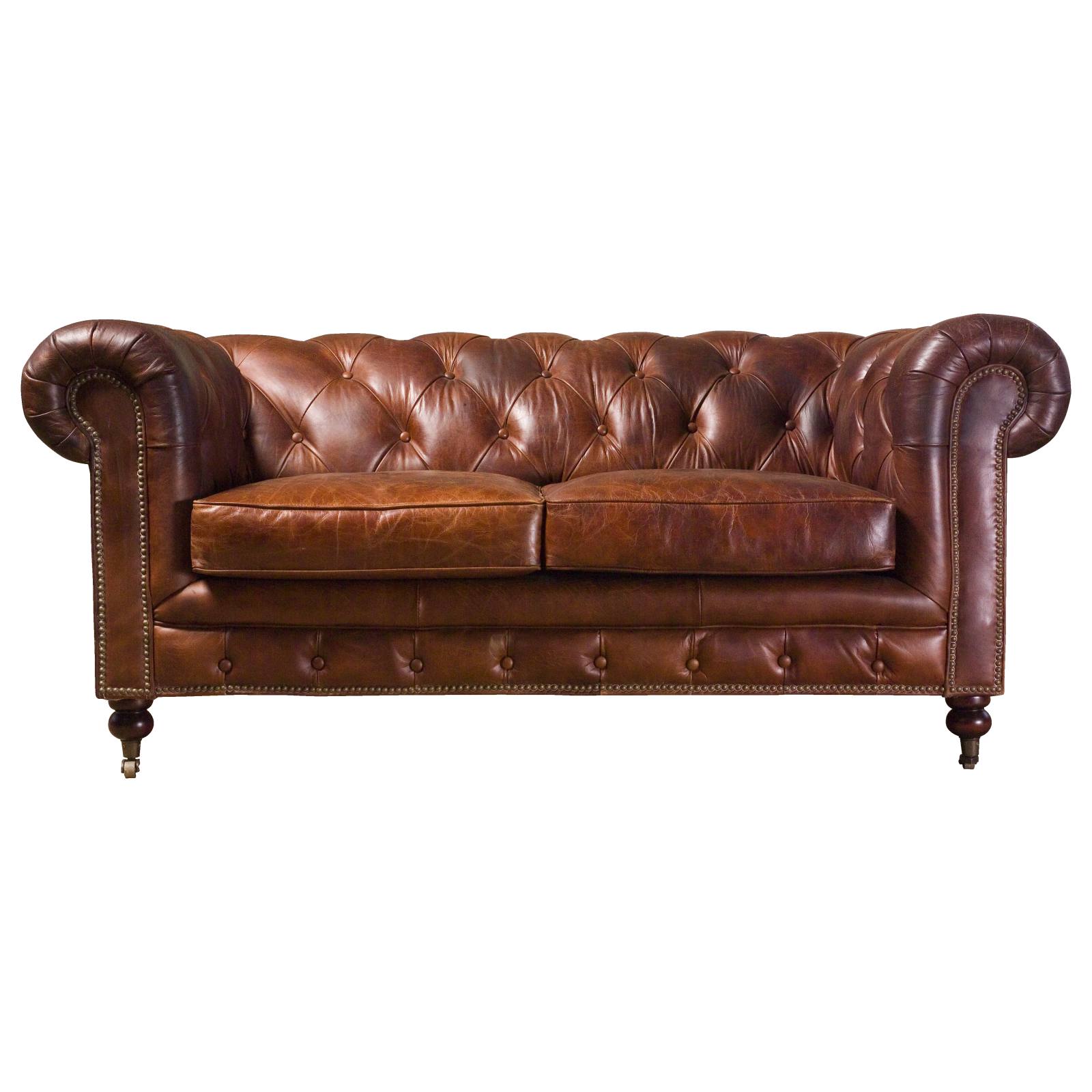 Sheffield 2 Seater Leather Sofa, Vintage Cigar